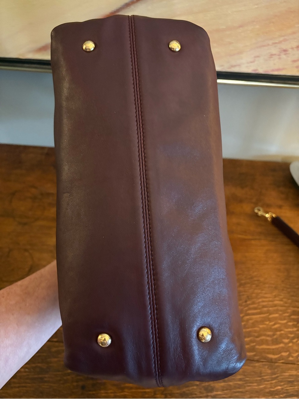 Salvatore Ferragamo Sofia Satchel Crossbody Large Plum Leather Gold- EXCELLENT - Picture 8 of 17